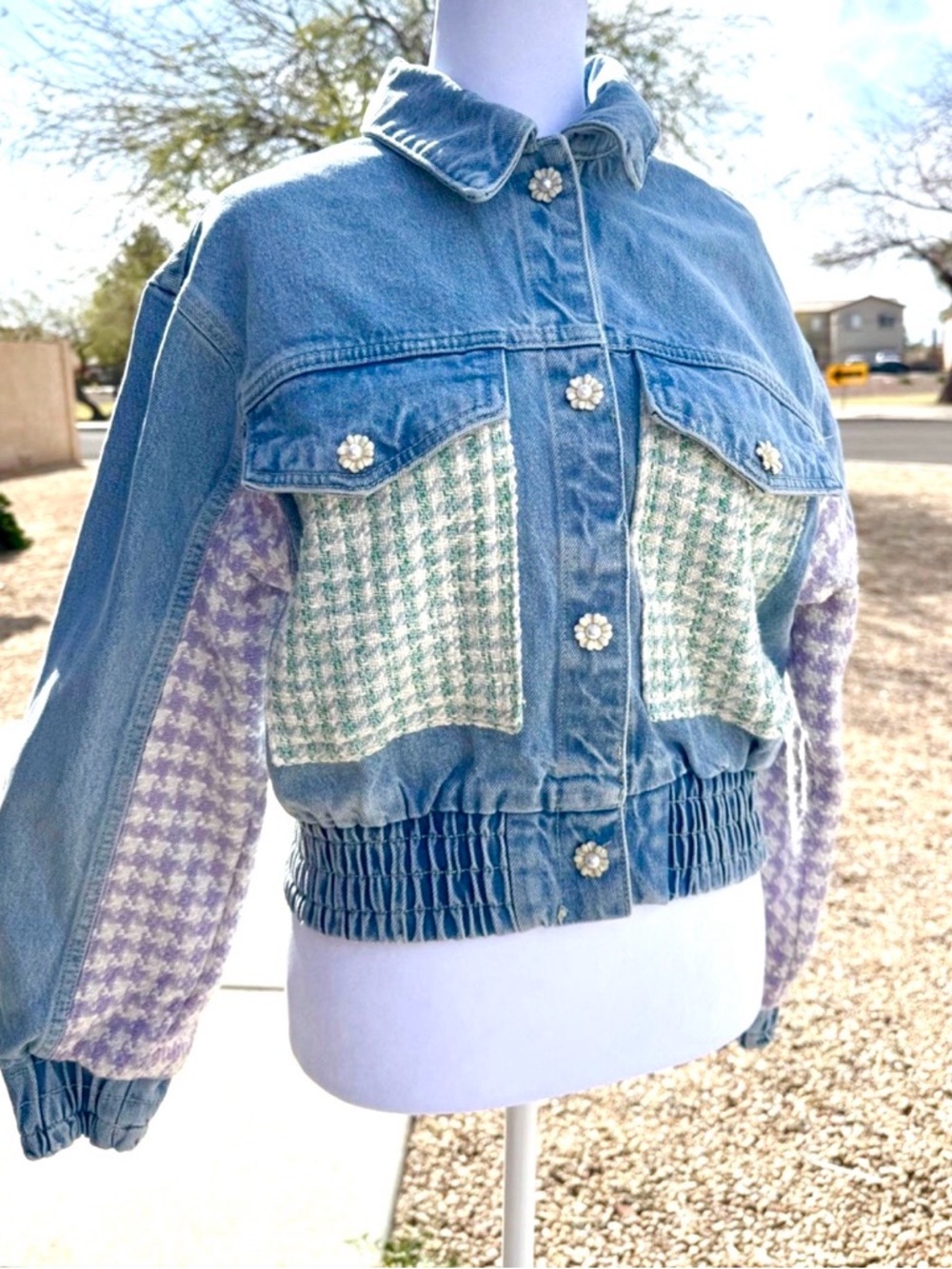 Zara Special Edition Cazadora Denim Combined Jacket Tweed